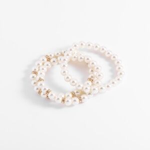 New Elastic bracelets set with cream pearls in gold 18k Jewelry
